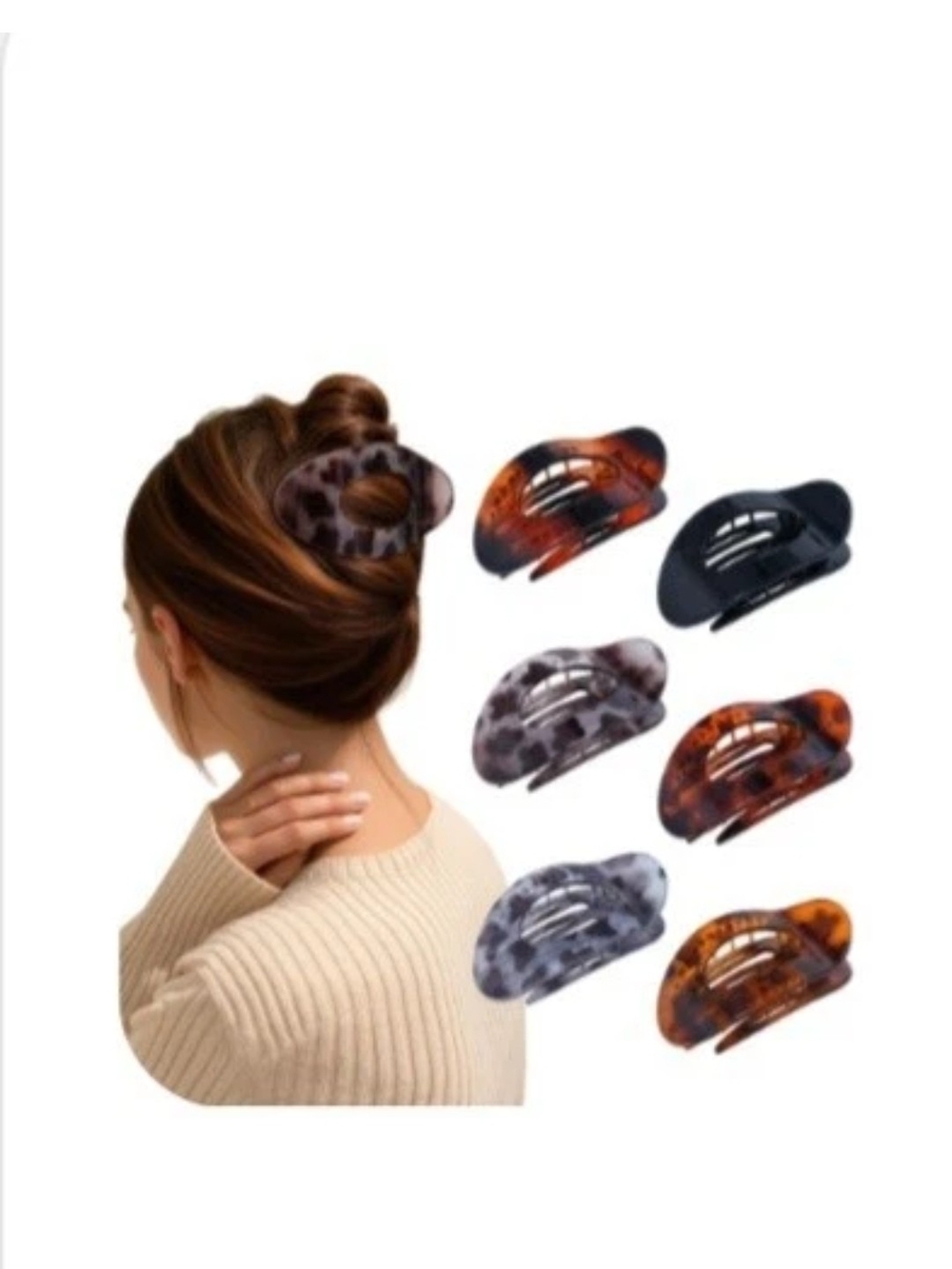 Assorted Tortoiseshell Hair Claw Clip Set - Women Accessories